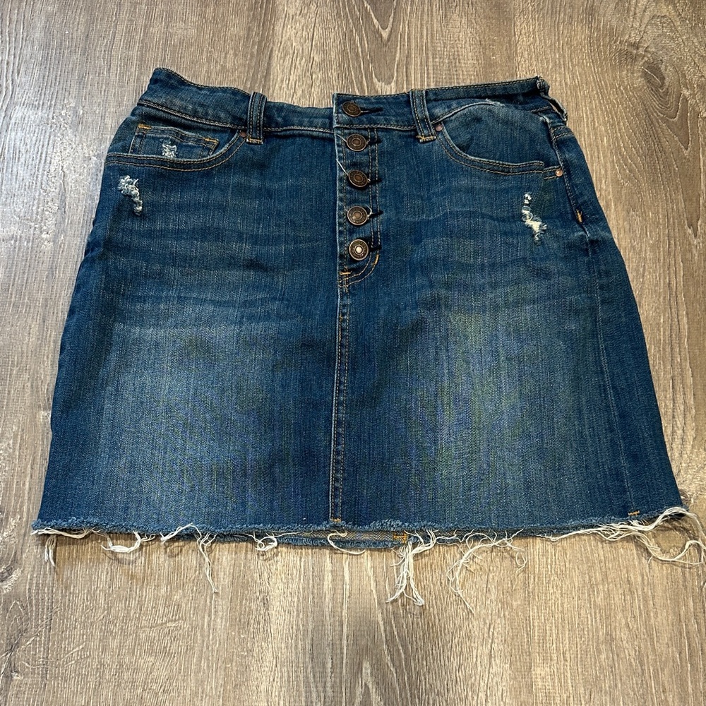 PacSun Distressed Blue Denim Mini Skirt